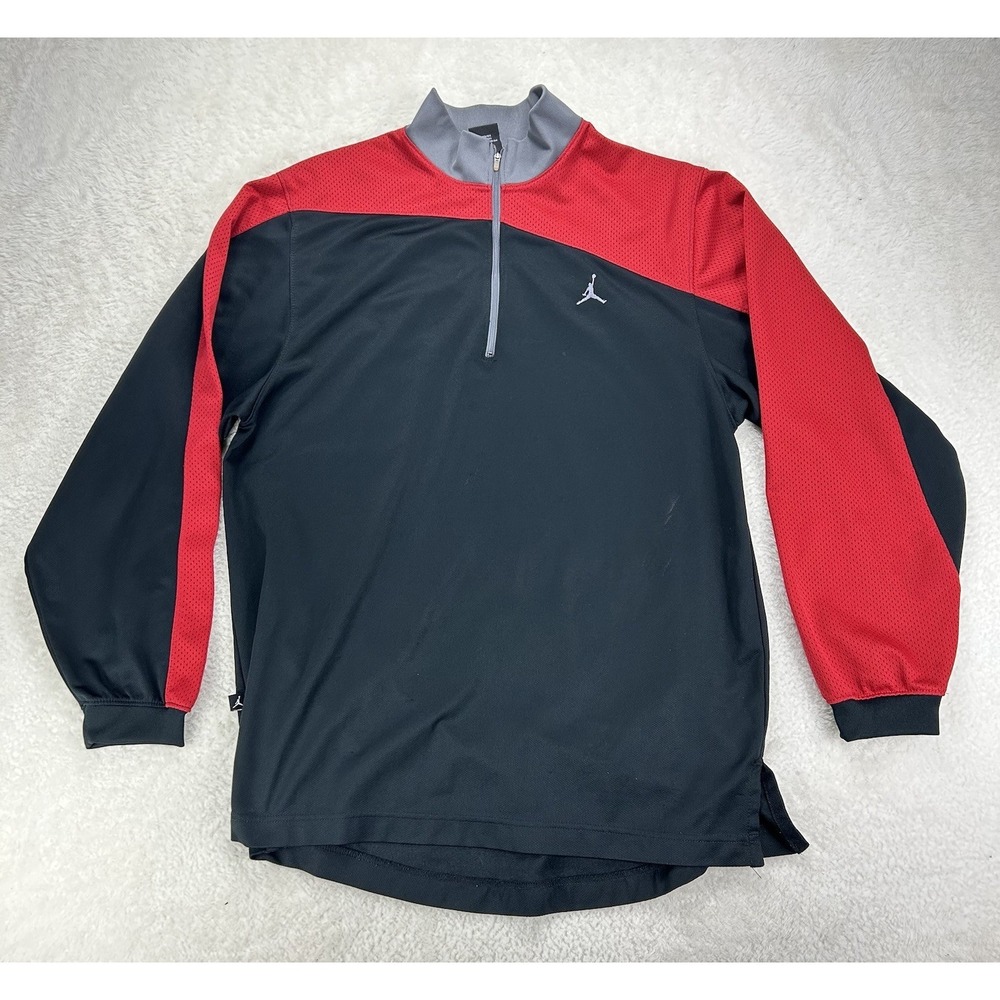 Jordan Jumpman Men's Lg‎ 1/4 Zip Pullover Black Red Long Sleeve Athletic "Read"